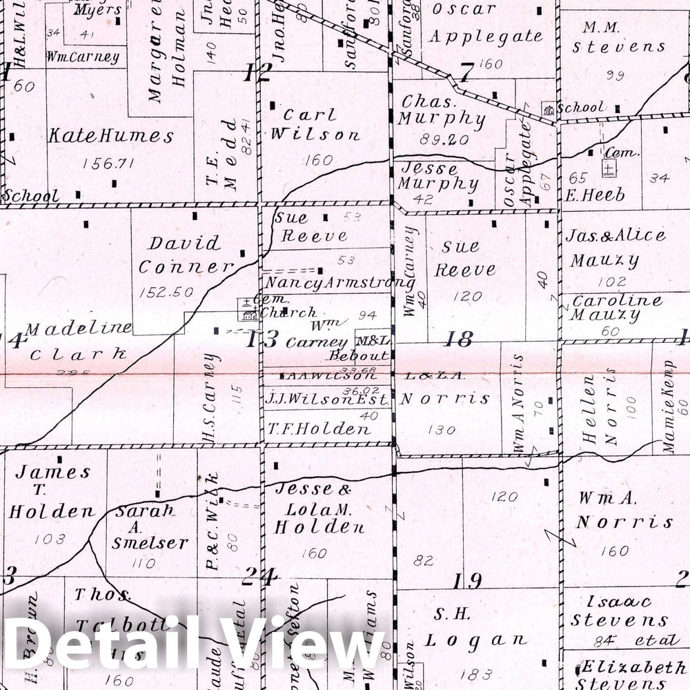Historic Map : 1908 Noble Township, Rush County, Indiana. - Vintage Wall Art
