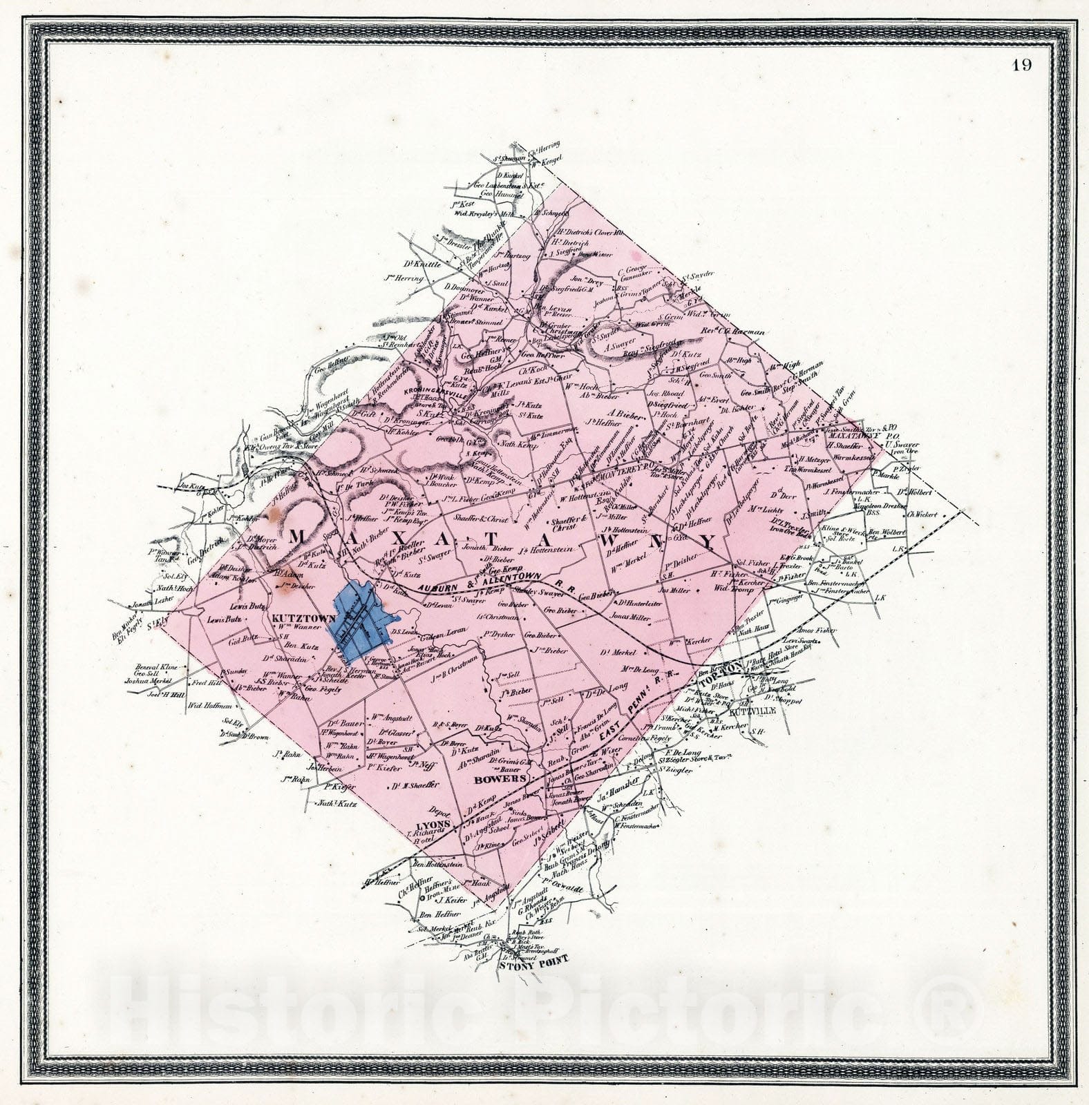 Historic Map : 1862 Maxatawny Township, Berks County, Pennsylvania. - Vintage Wall Art