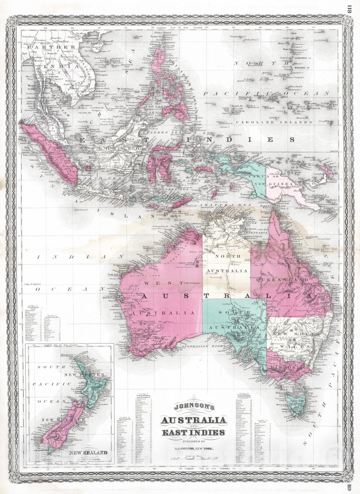 Historic Map : 1870 Australia and East Indies. - Vintage Wall Art