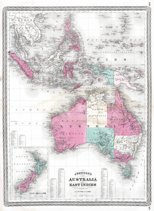Historic Map : 1870 Australia and East Indies. - Vintage Wall Art