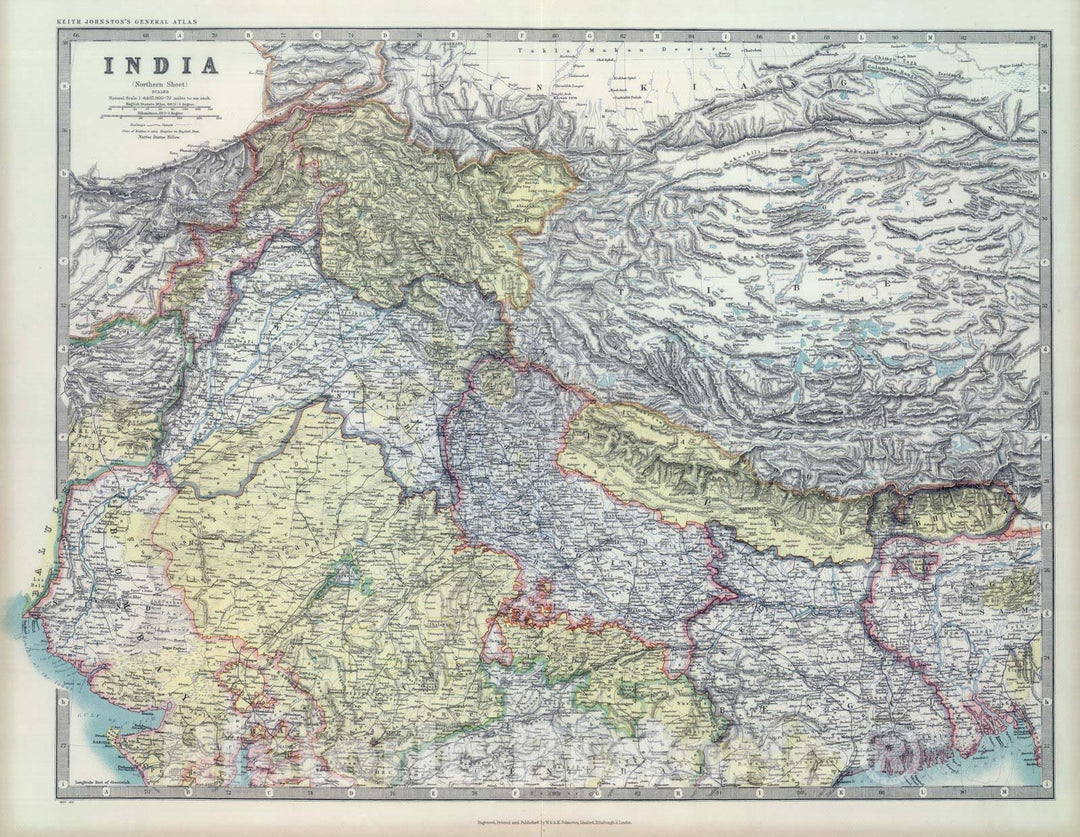 Historic Map : 1911 India (northern sheet). - Vintage Wall Art