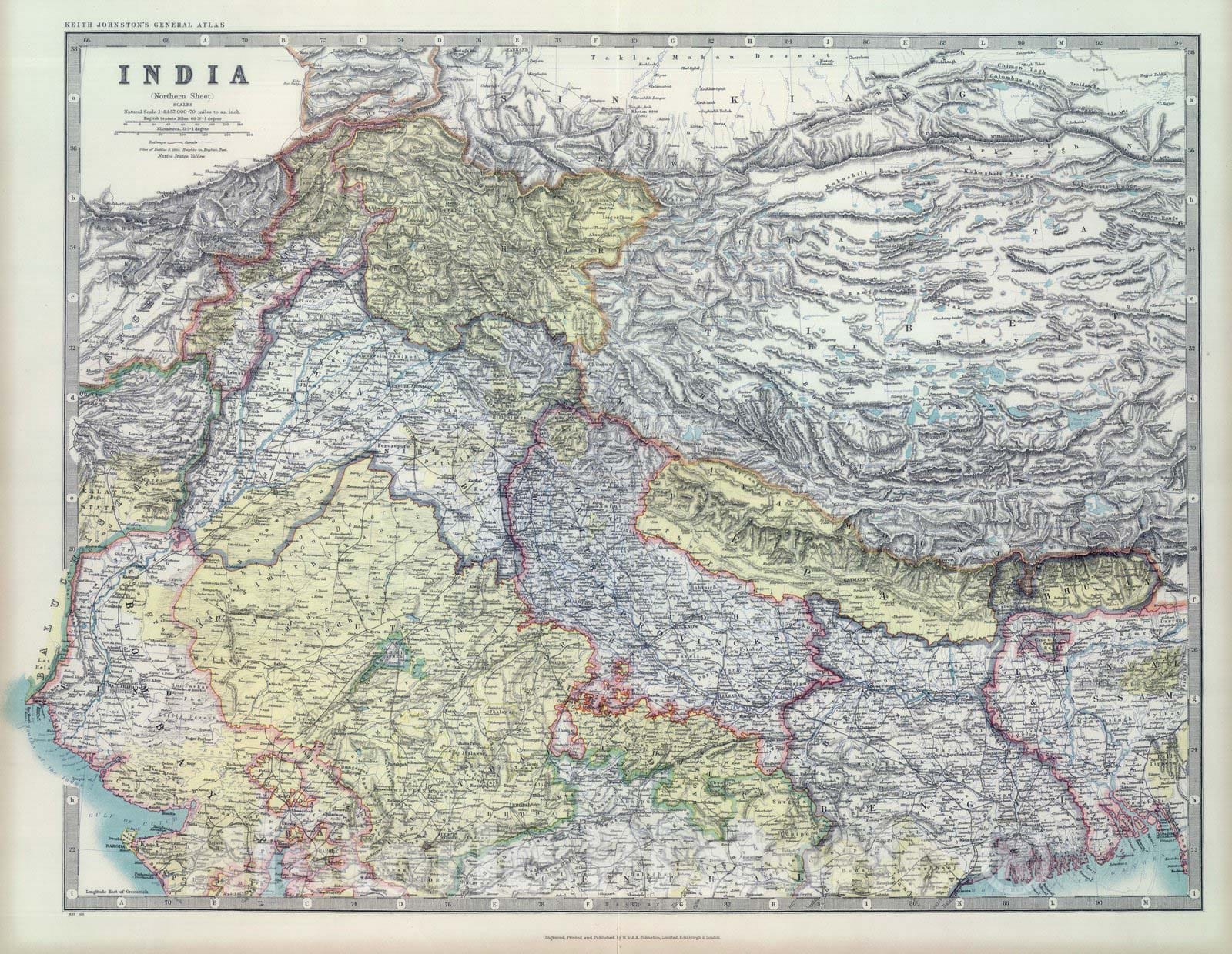 Historic Map : 1911 India (northern sheet). - Vintage Wall Art