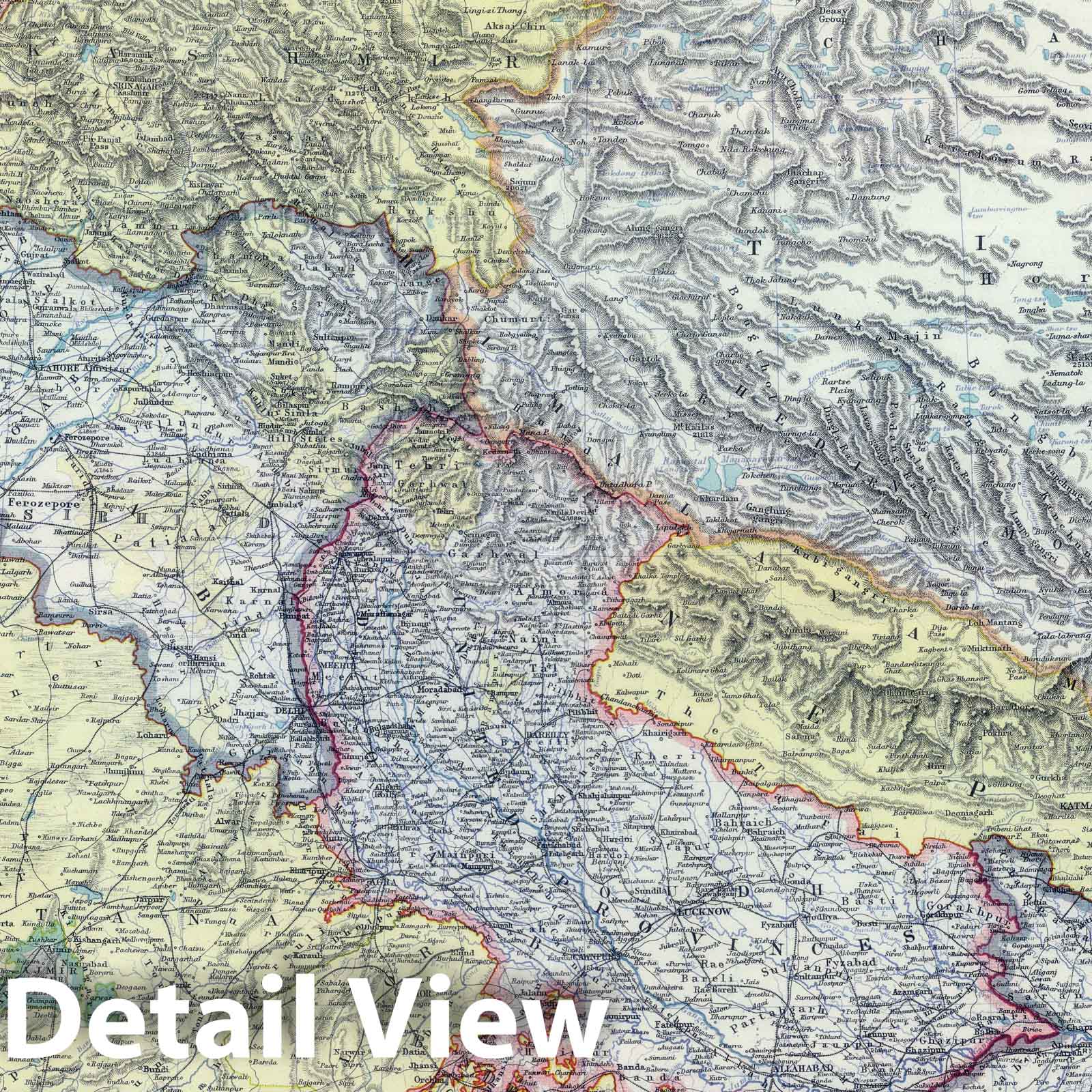 India, Northern, 1911 - Historical Map Print from Keith Johnston's Royal Atlas
