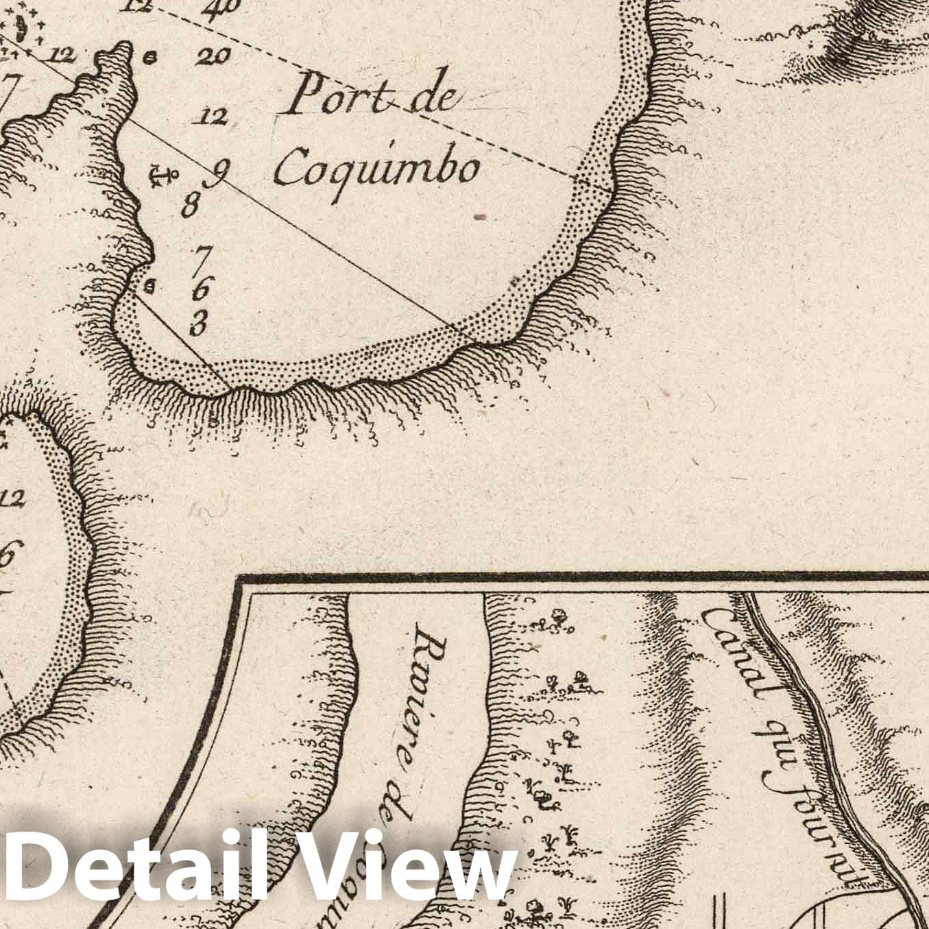 Historic Map : Chile , La Serena, (Chile), 1764 Plan du port de Coquimbo a la coste du Chili. Inset: Ville e