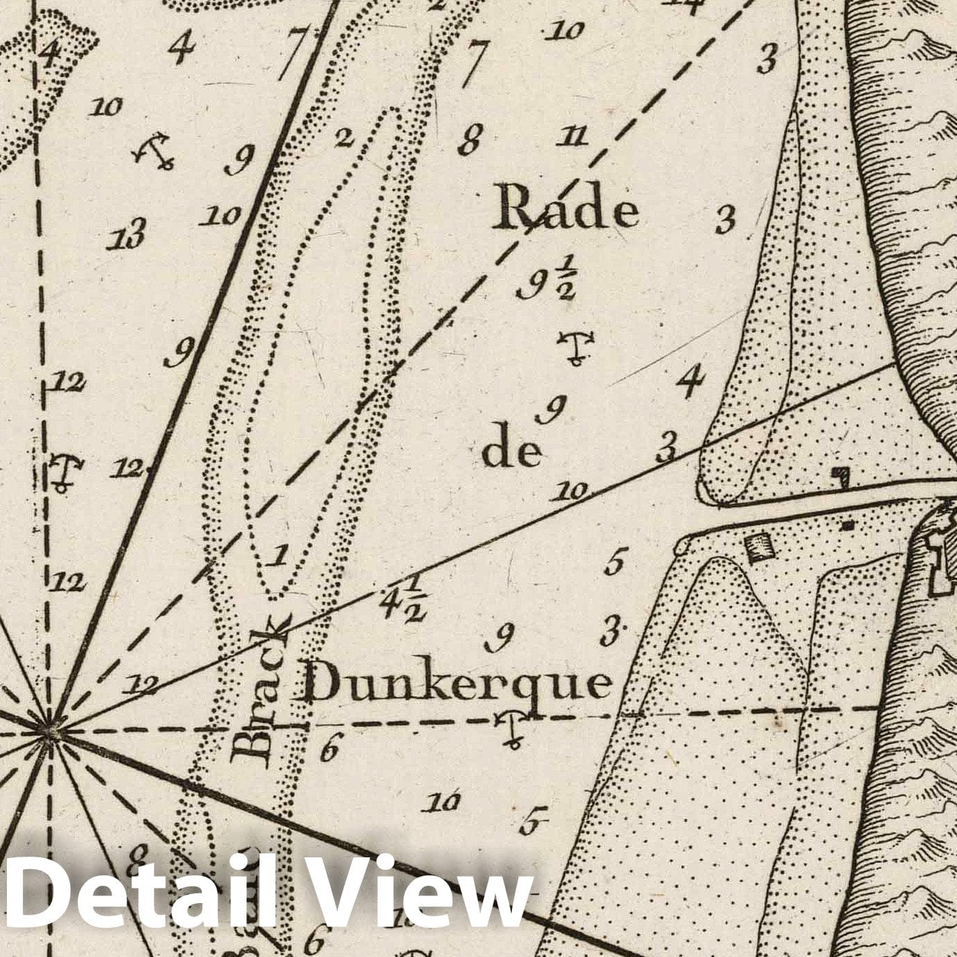 Dunkirk Harbor, France - Nautical Chart, 1764 - Historical Map Print