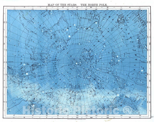 Historic Map : 1906 Map of the Stars. The North Pole. - Vintage Wall Art