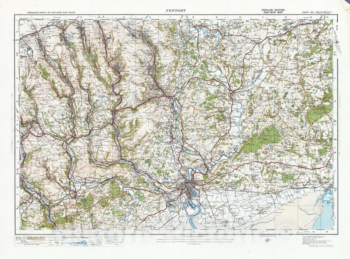 Historic Map : National Atlas - 1913 Sheet 102. Newport. - Vintage Wall Art