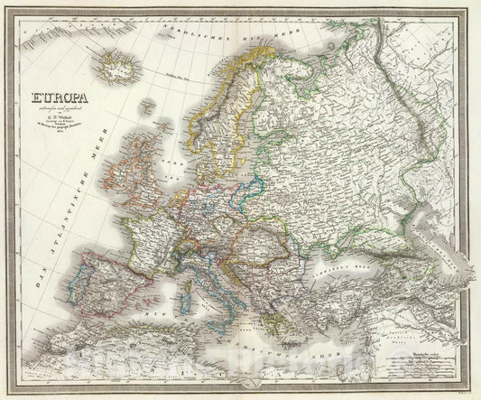 Historic Map : 1856 Europa. - Vintage Wall Art