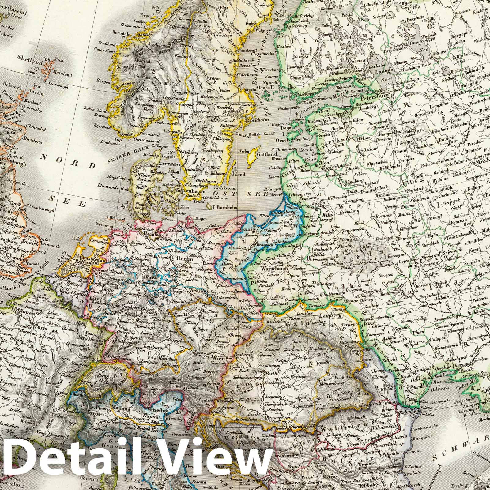 Europe 1856 Historical Map Print - Hand-Colored Engraved Atlas Plate