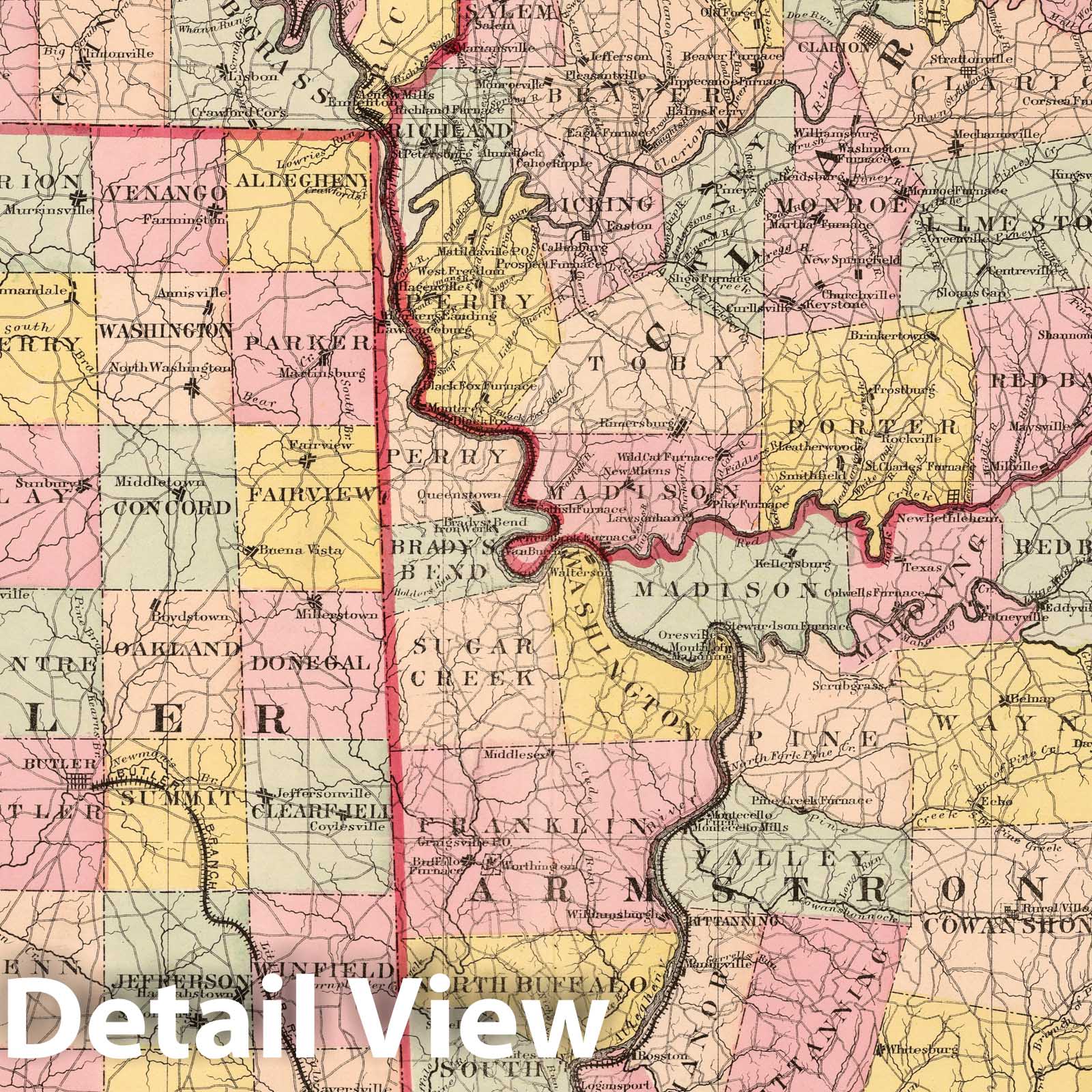 West Central Pennsylvania - Plate No. D, 1871 - Historical Map Print