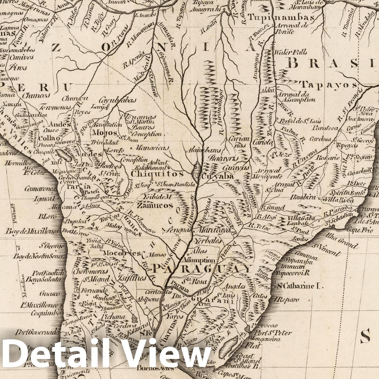 South America 1795 Historical Map Print