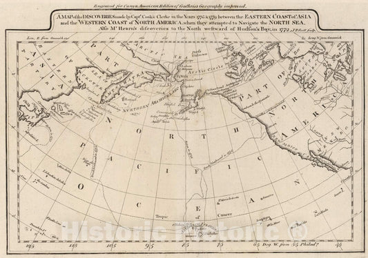 Historic Wall Map : 1795 Map of The Discoveries Made by Capts. Cook & Clerke. - Vintage Wall Art