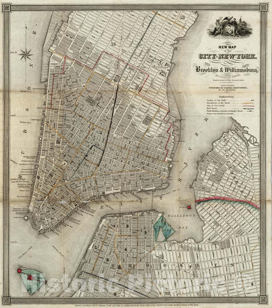 Historic Map : Guide Book - 1840 Guide to The City of New-York - Vintage Wall Art