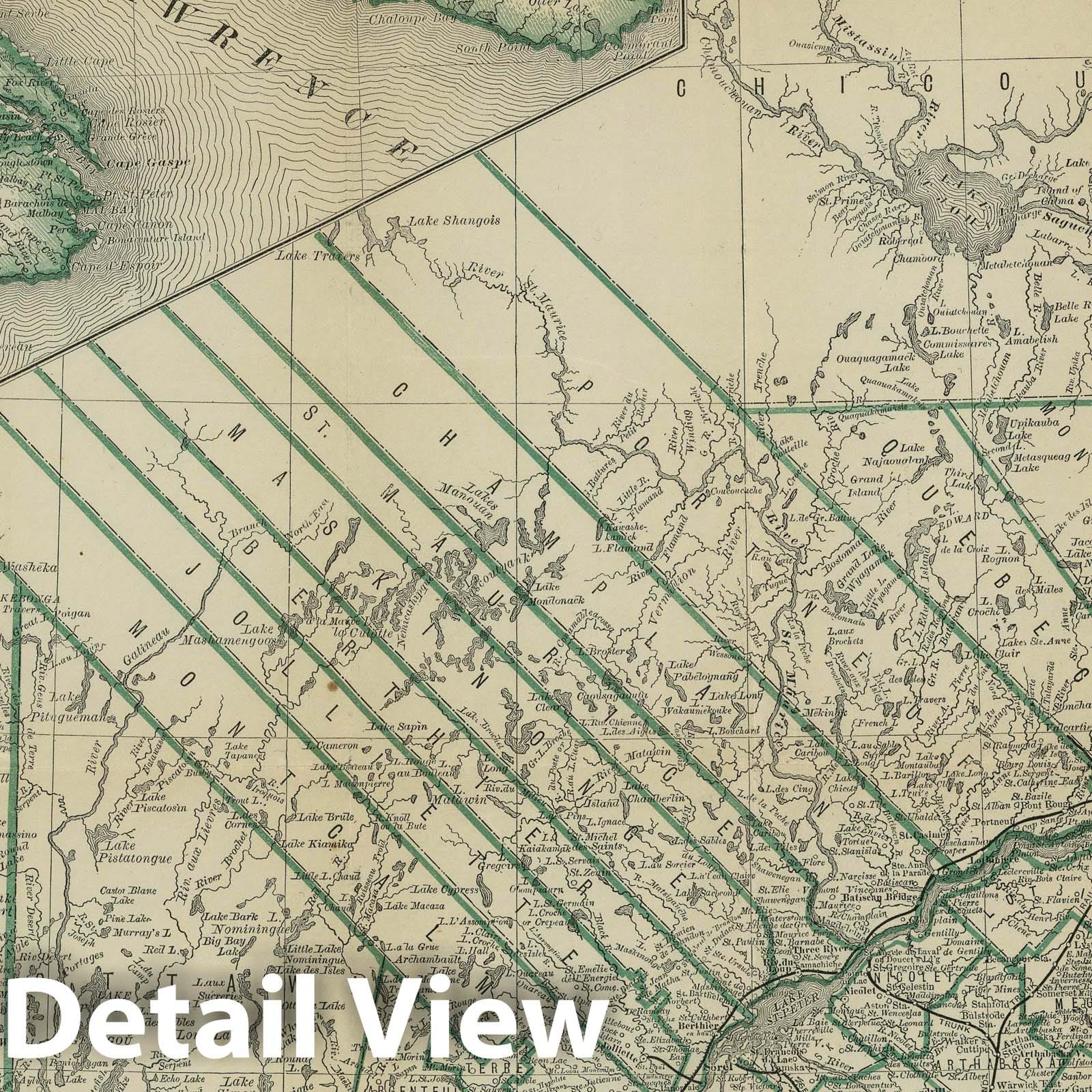 Quebec, Canada 1878 Indexed Map Print - Rand McNally Reproduction