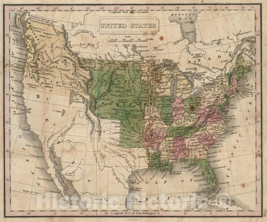Historic Map : 1828 United States. - Vintage Wall Art