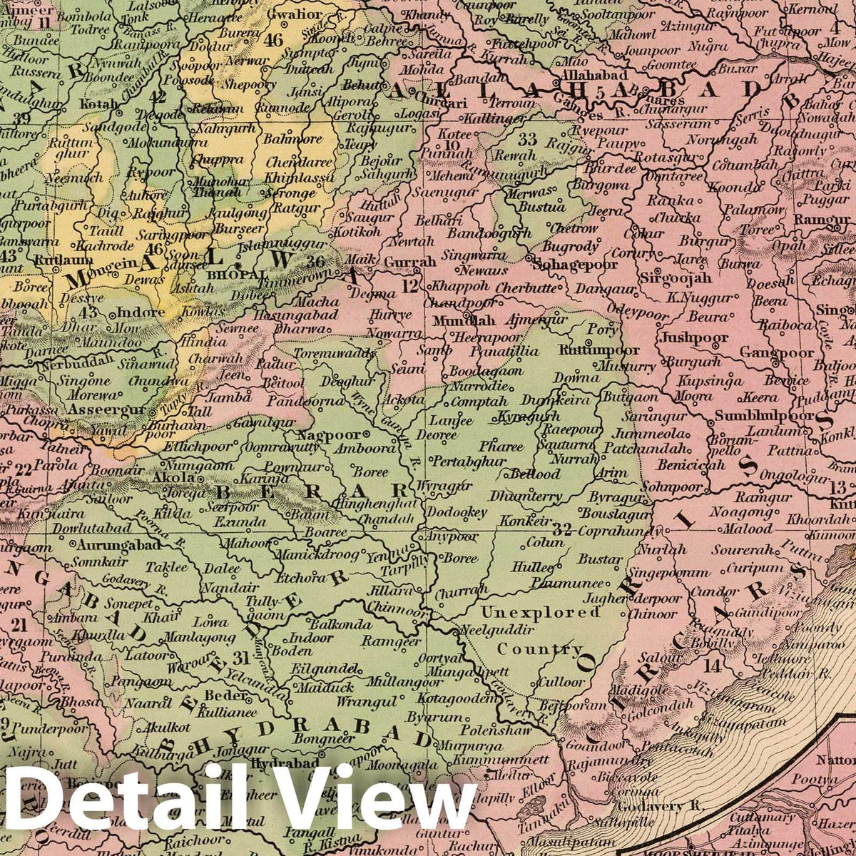 India, 1853 - Historical Map Print from Universal Atlas