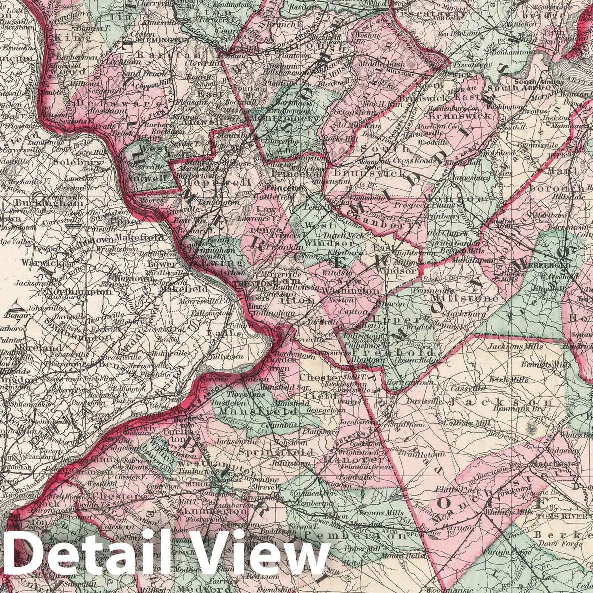 New Jersey - Railroad Map, 1878 - Historical Map Print