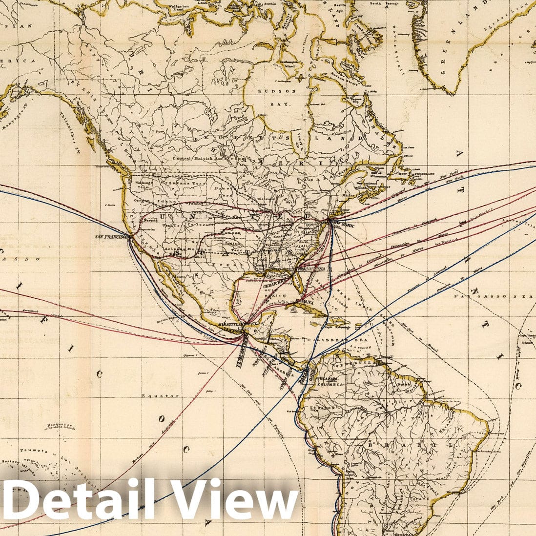 World with Tehuantepec Railway - Railroad Map, 1869