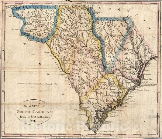 Historic Map : 1831 South Carolina - Vintage Wall Art