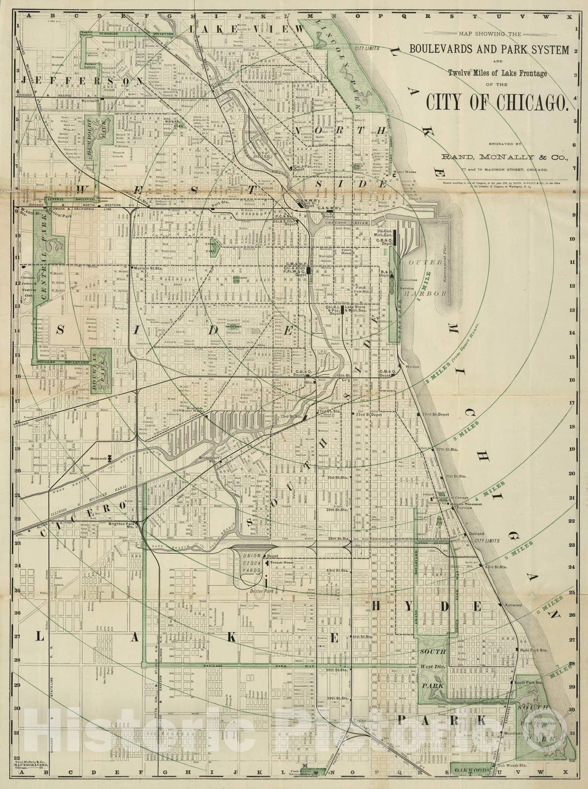 Historic Map : Guide Book - 1878 Title Page: Guide Map of Chicago - Vintage Wall Art