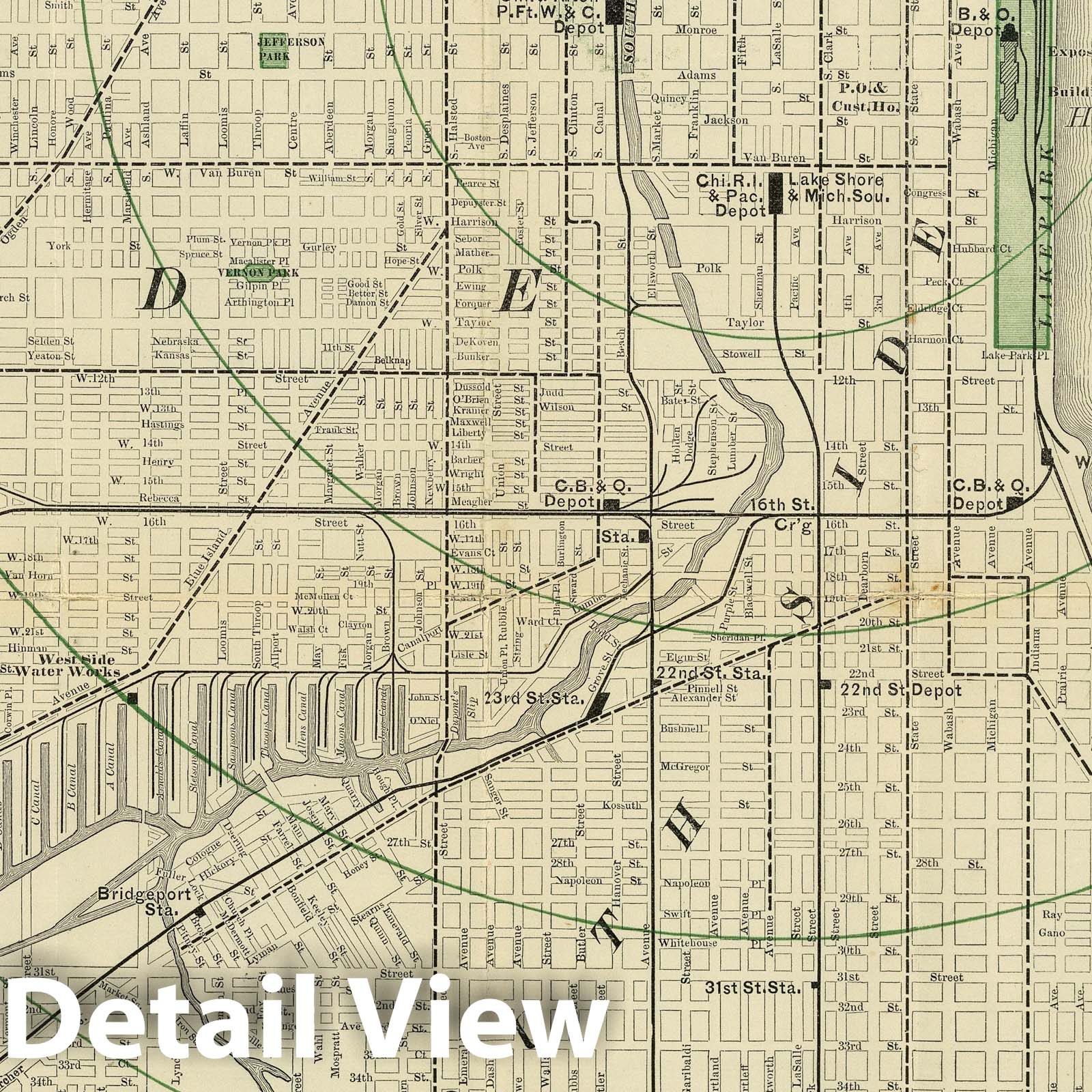 Chicago - Boulevards and Park System, 1878 - Historical Map Print