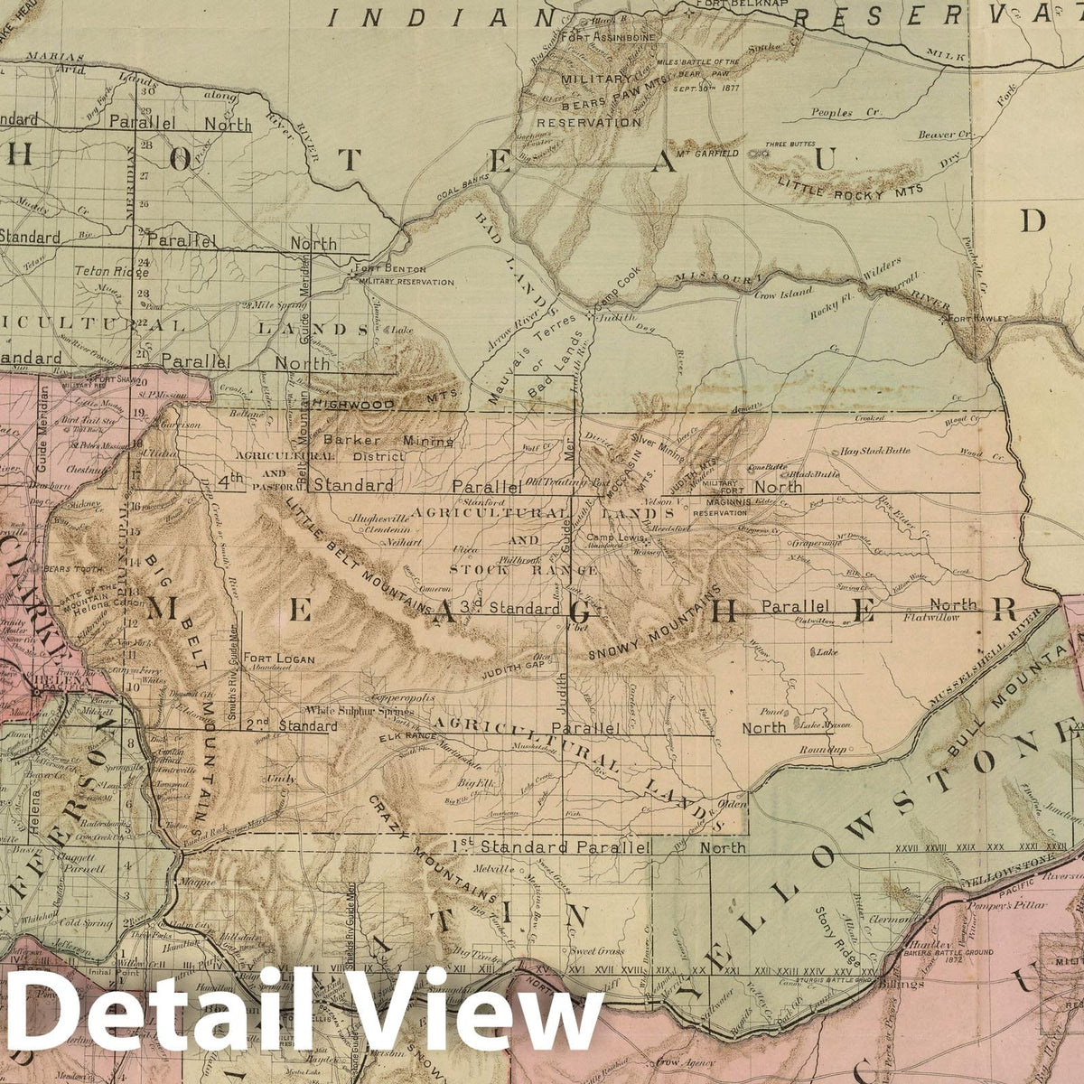 Montana, 1884 - Hand-Colored Lithograph Map Print
