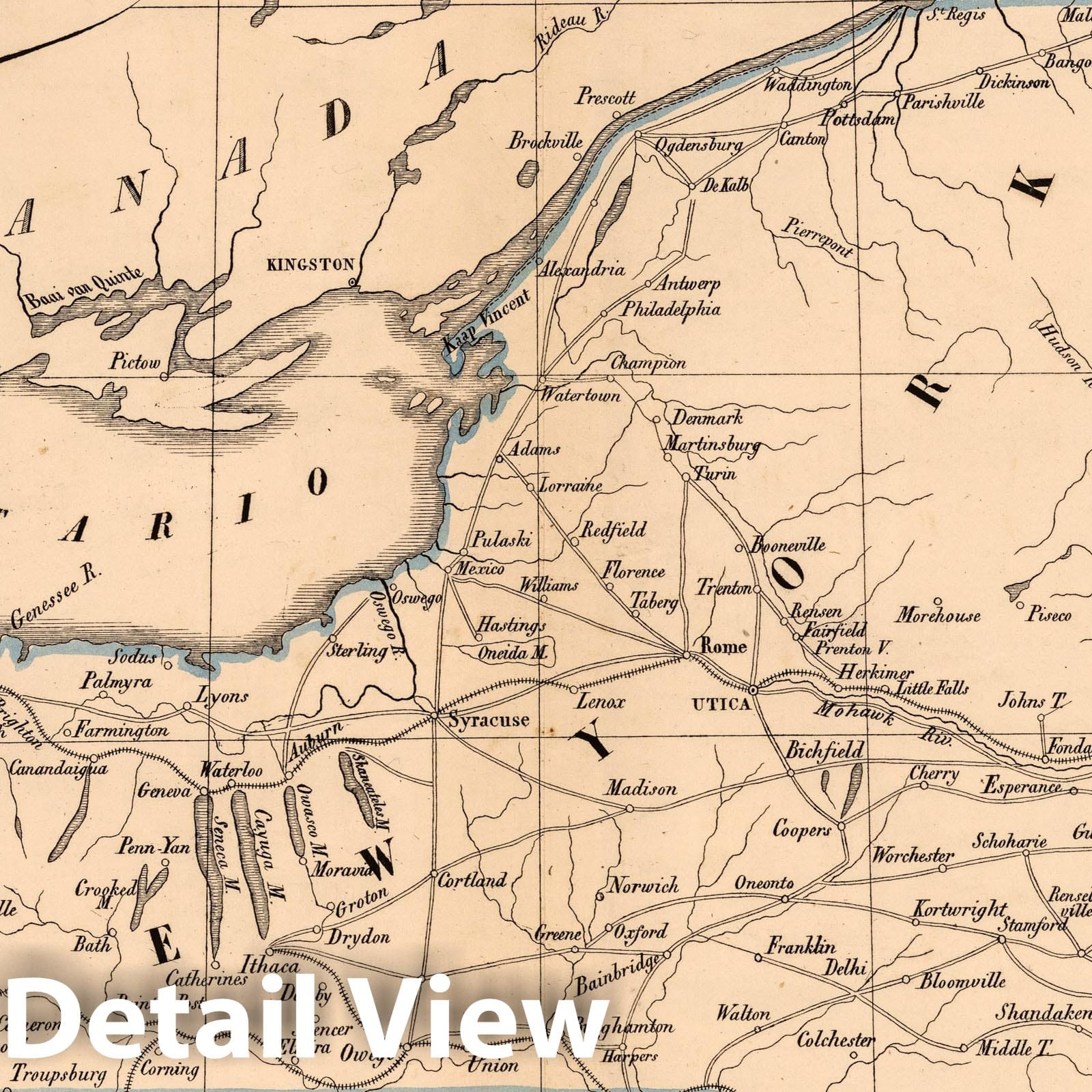 New York - Railroad Map, 1851 - Historical Map Print