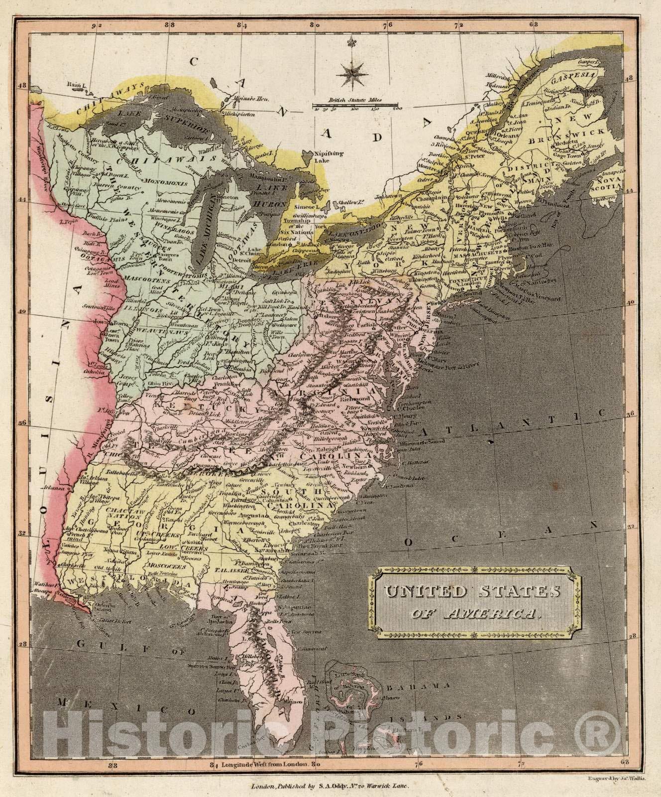 Historic Map : 1811 United States of America : Vintage Wall Art