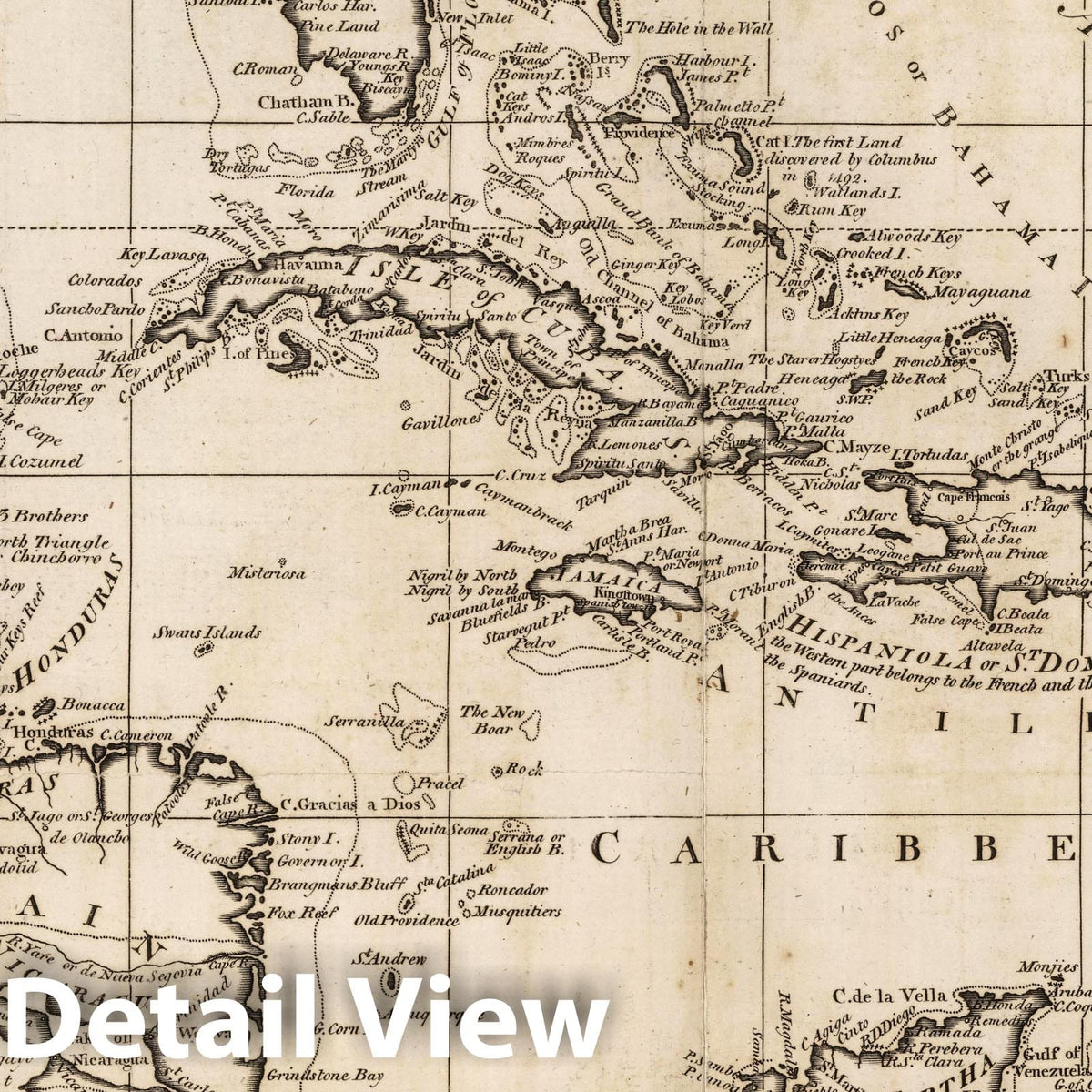West Indies - Nautical Chart, 1795 - Historical Map Print
