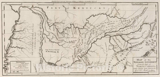 Historic Map : 1795 Map of The Tennassee State. - Vintage Wall Art