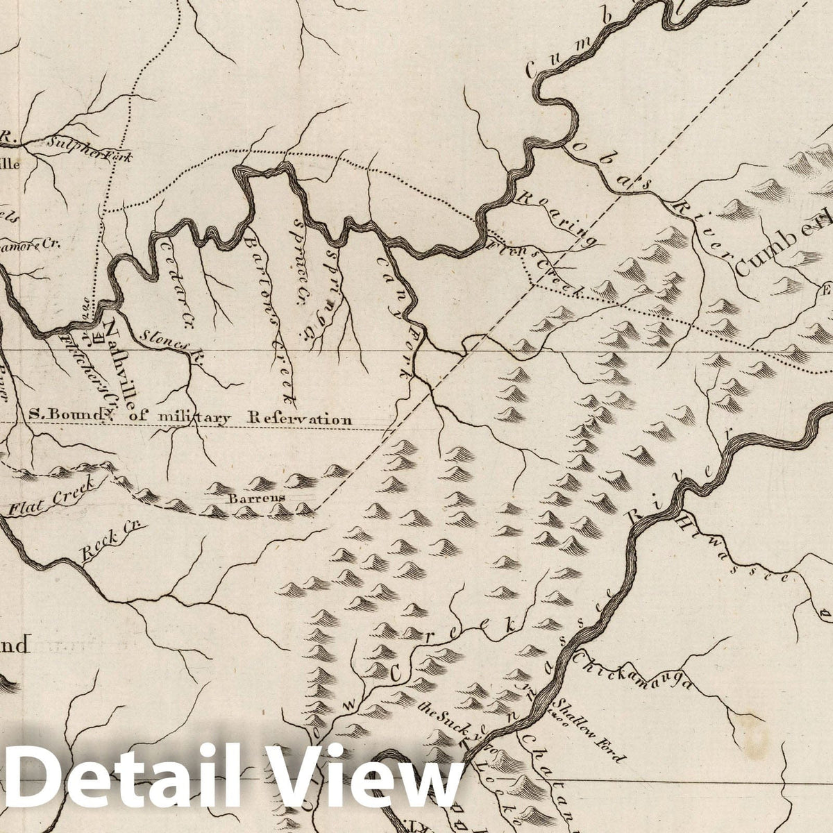Tennessee - Road Map, 1795 - Historical Map Print