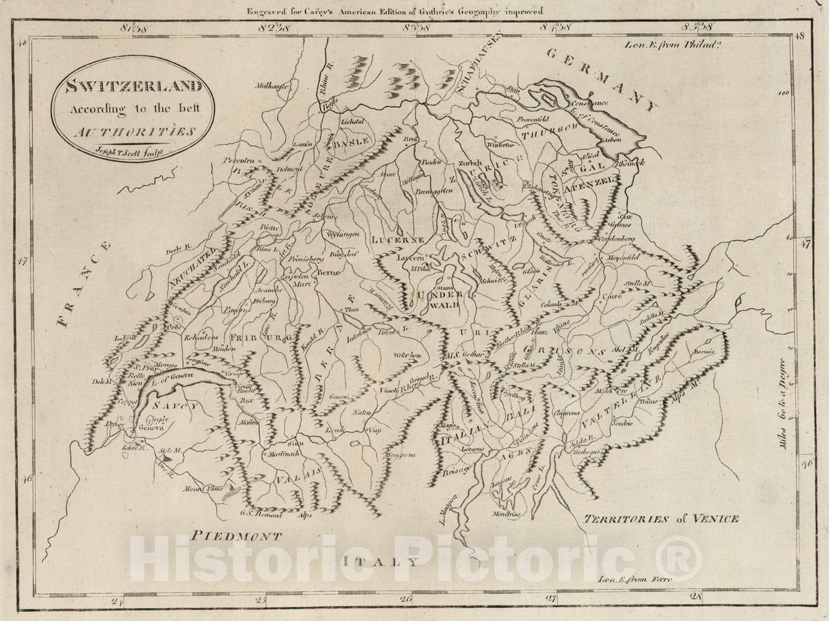 Historic Map : 1795 Switzerland. - Vintage Wall Art