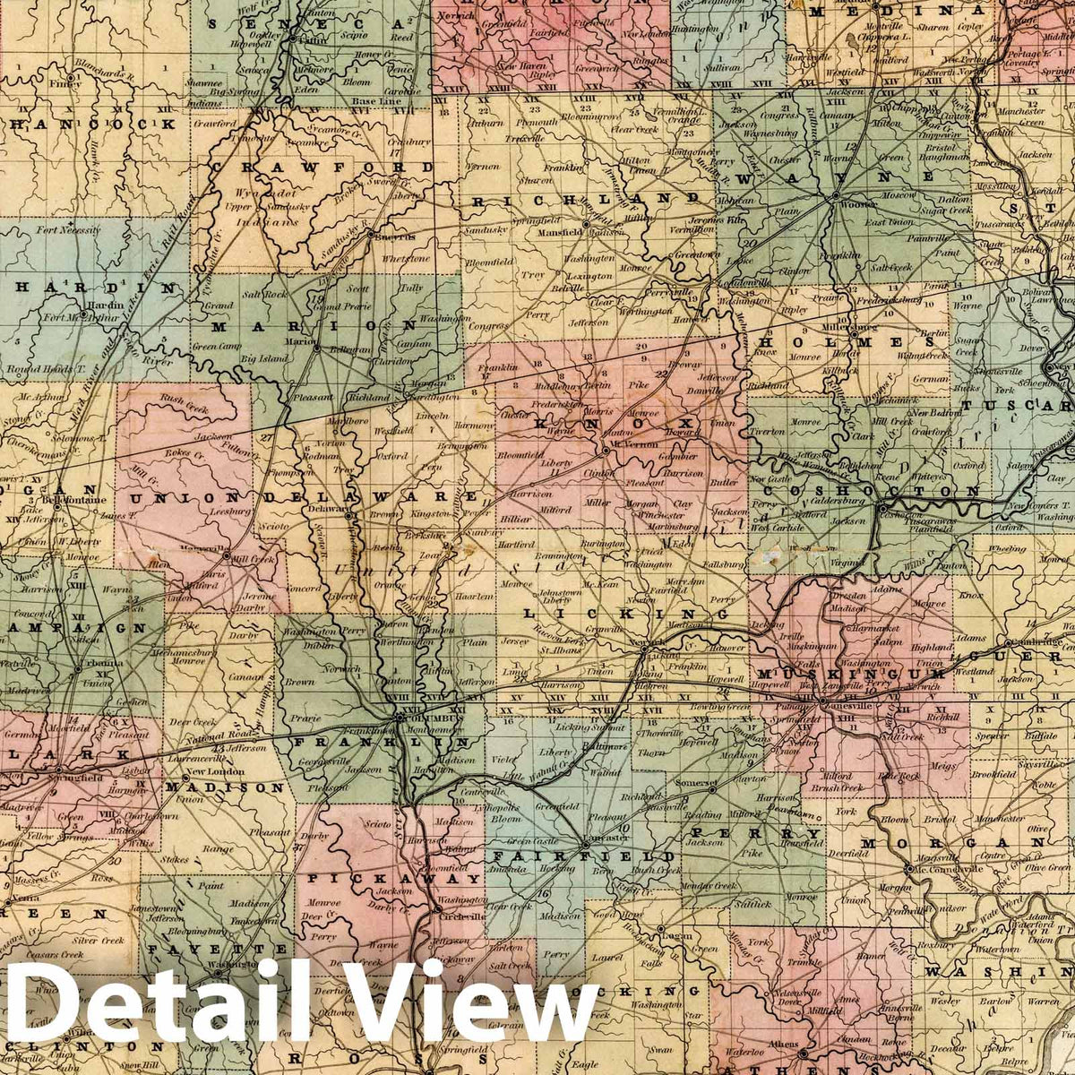 Ohio - Canal Map, 1836 - Historical Map Print