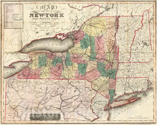 Historic Map - 1839 State of New-York v1 - Vintage Wall Art