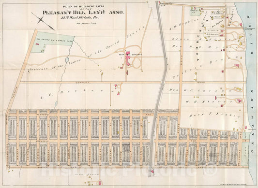 Historic Map : 1887 Plan of Building Lots of The Pleasant Hill Land Association - Vintage Wall Art
