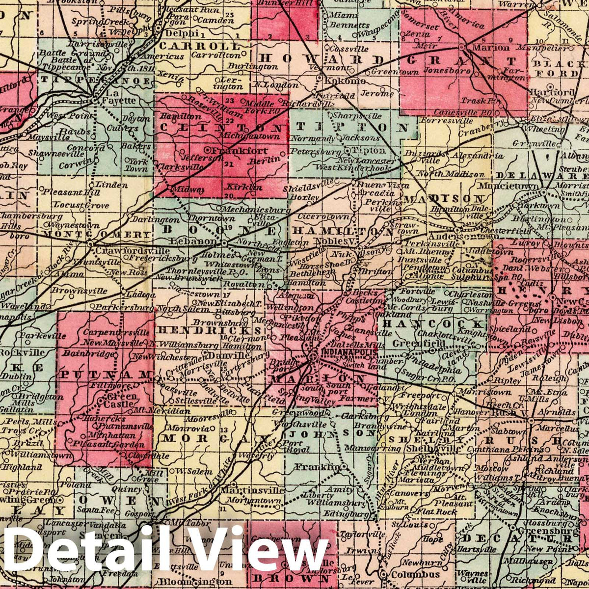Indiana - Railroad Map, 1856 - Historical Map Reproduction