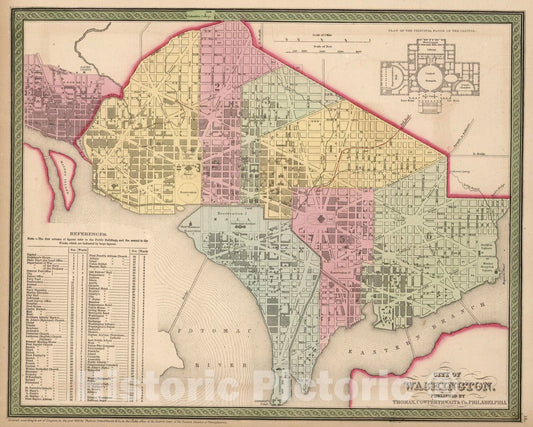 Historic Map : 1853 City of Washington - Vintage Wall Art