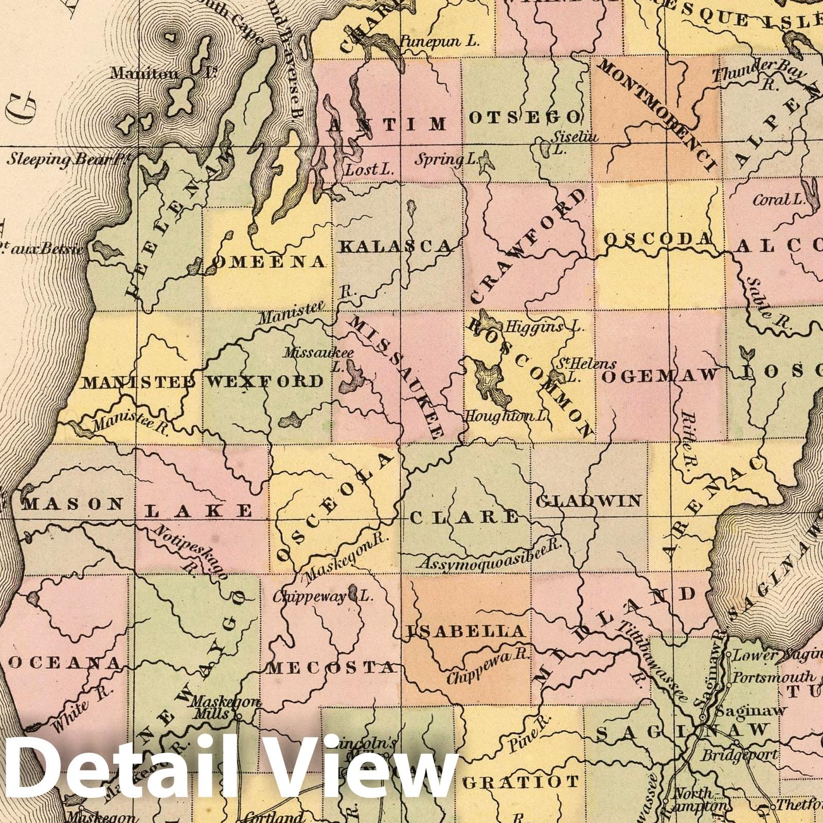 Michigan - Railroad Map, 1853 - Historical Map Print