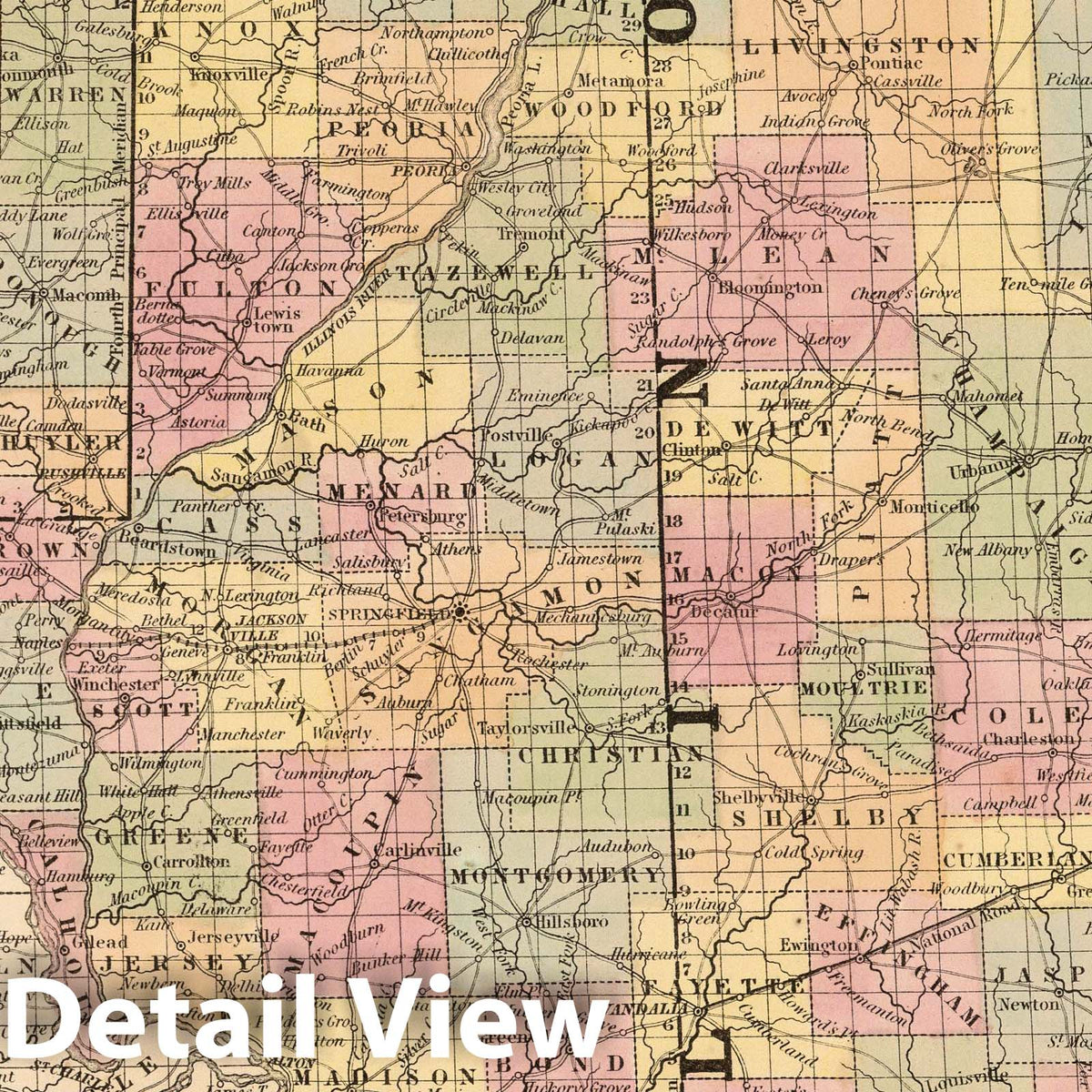 Illinois - Railroad Map, 1853 - Historical Map Print