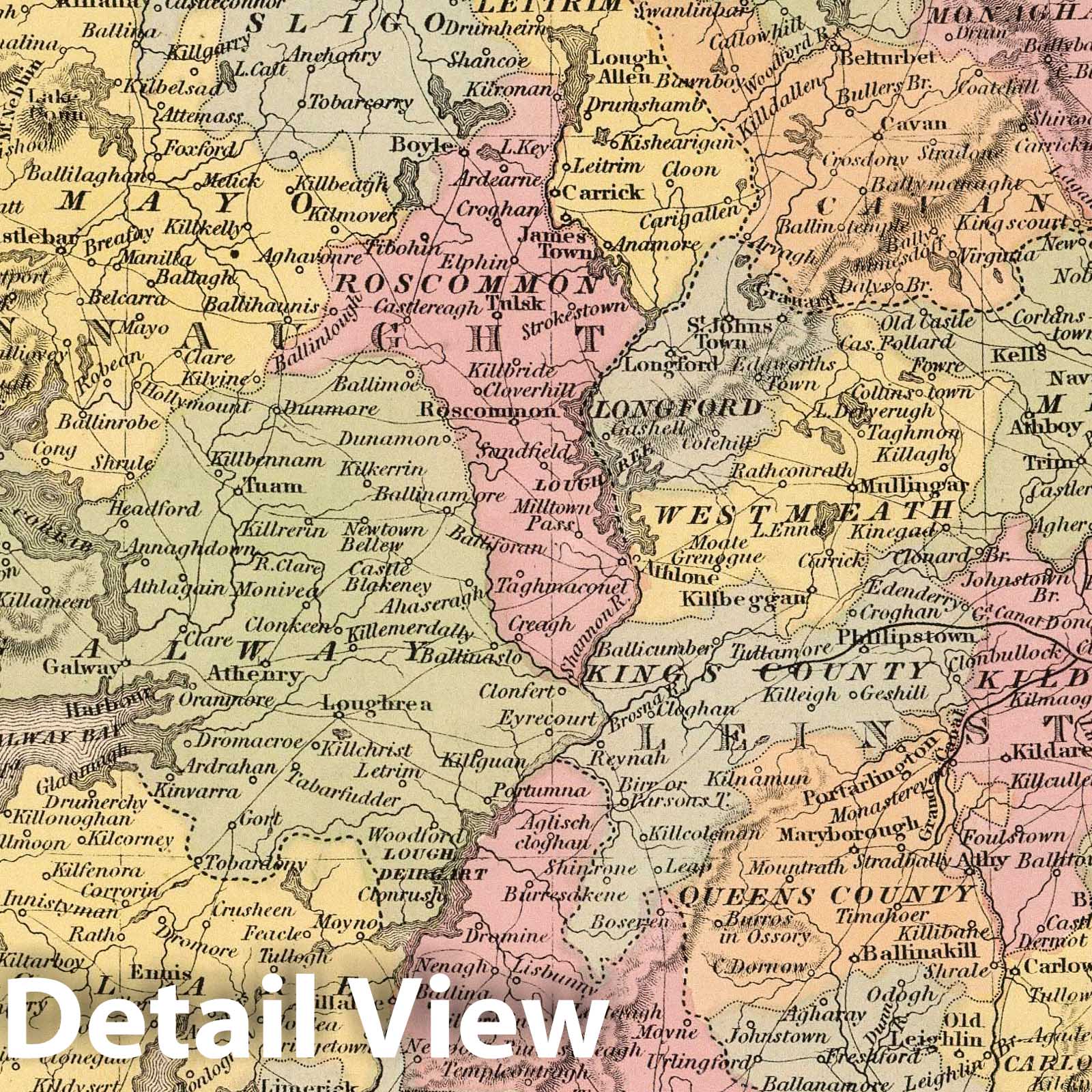 Ireland - Railroad Map, 1853 - Historical Map Print