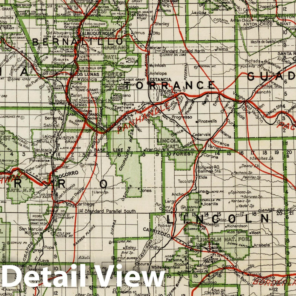 New Mexico - Road Map, 1916 - Historical Map Print