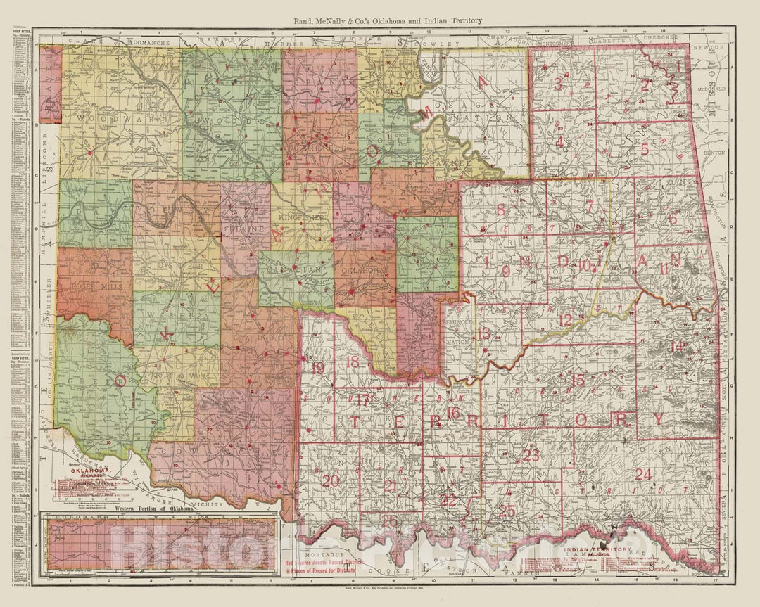 Historic Map : 1906 Oklahoma and Indian Territory : Vintage Wall Art