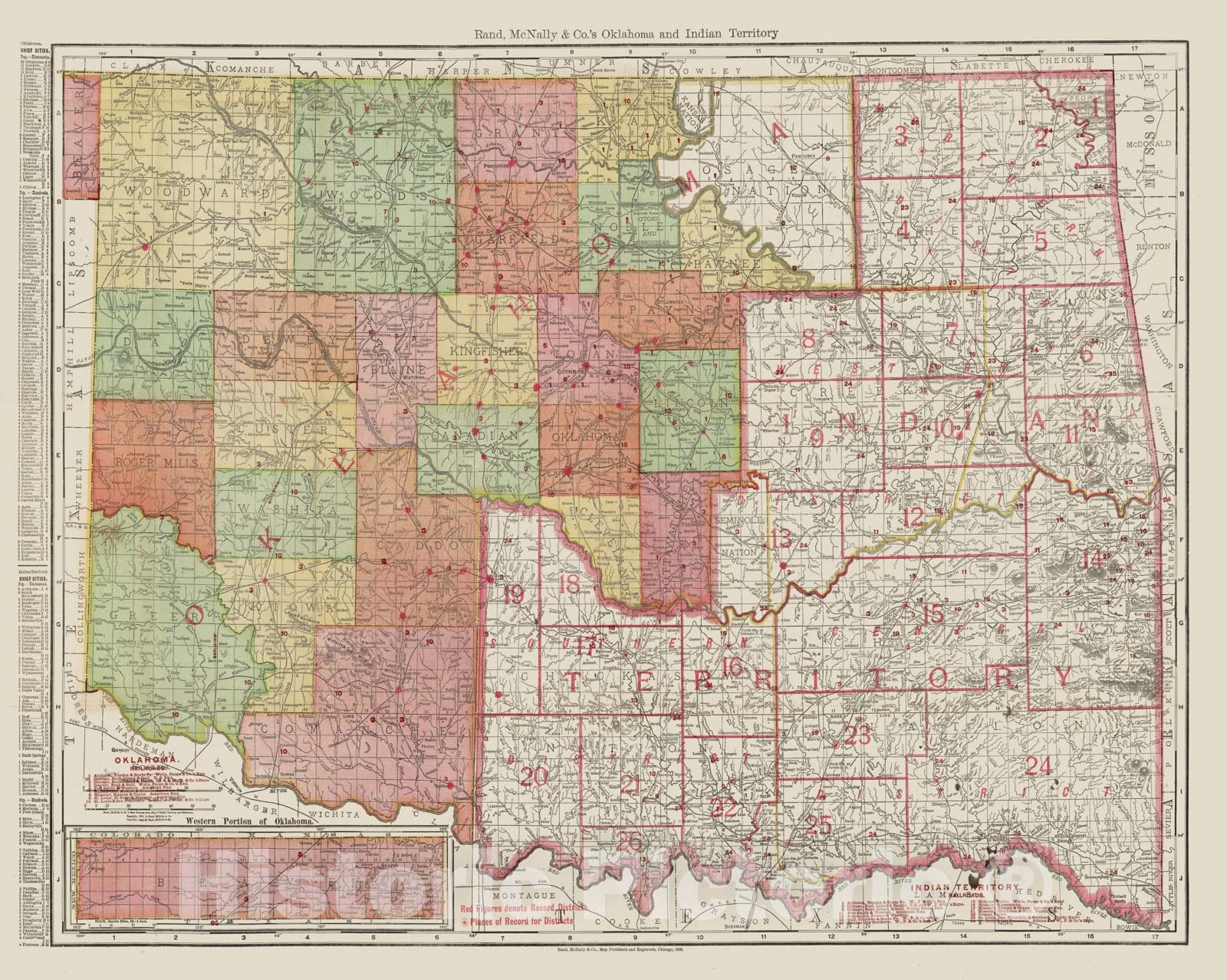 Historic Map : 1906 Oklahoma and Indian Territory : Vintage Wall Art