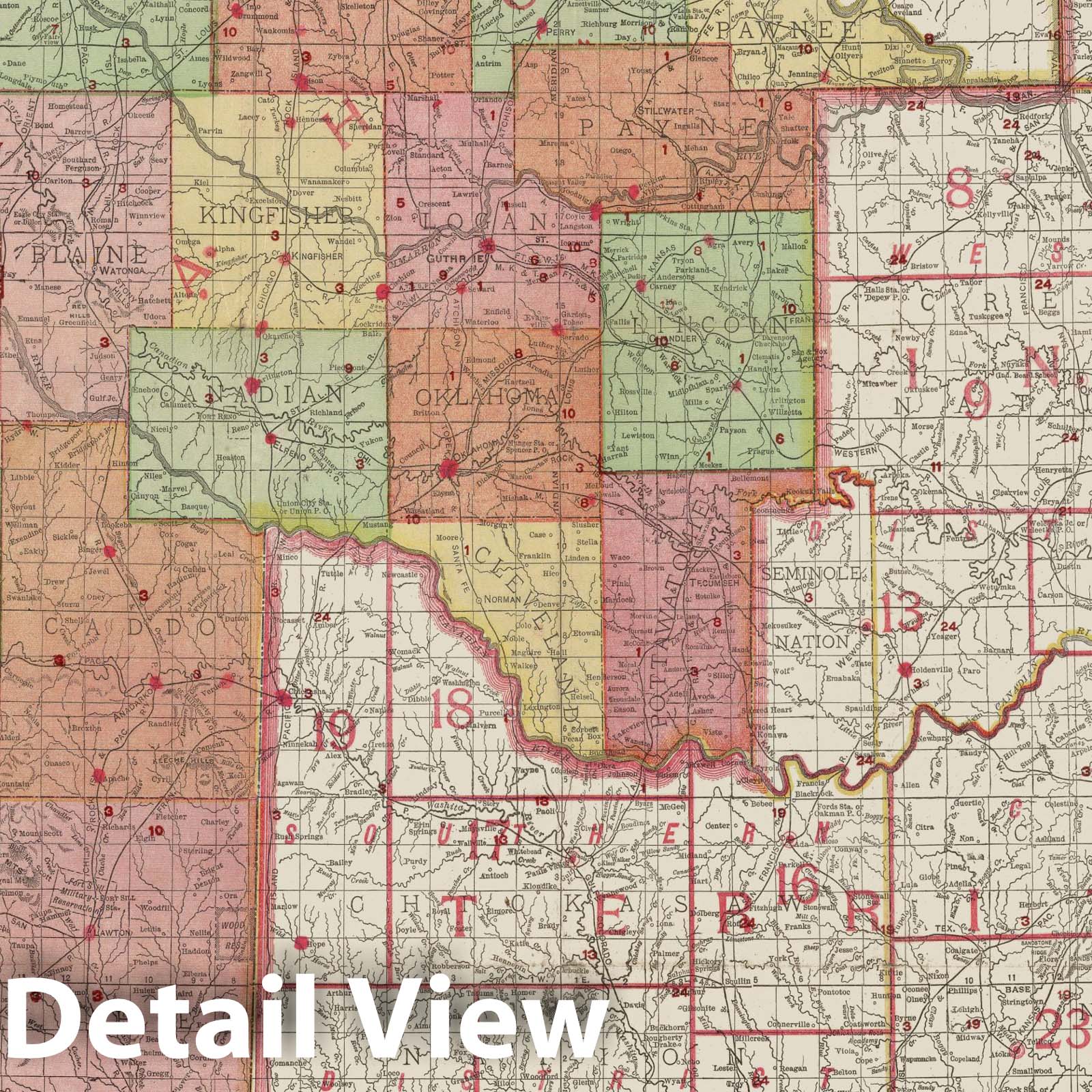 Rand, McNally & Co.'s Oklahoma and Indian Territory 1906 Map Print