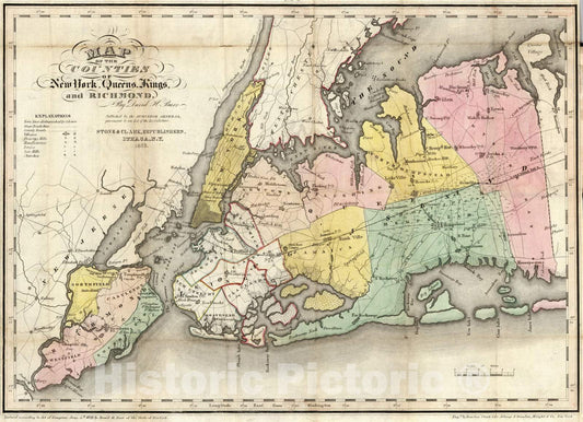 Historic Map : 1839 State of New-York v2 - Vintage Wall Art