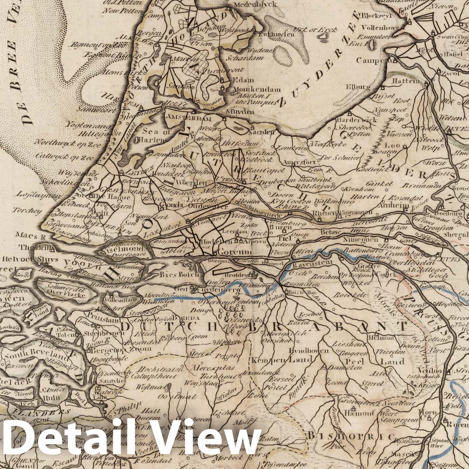 Seven United Provinces of Holland: Groningen, Gelders, Friesland, Overyssel, Utrecht, and Zealand, 1795 - Historical Map Print