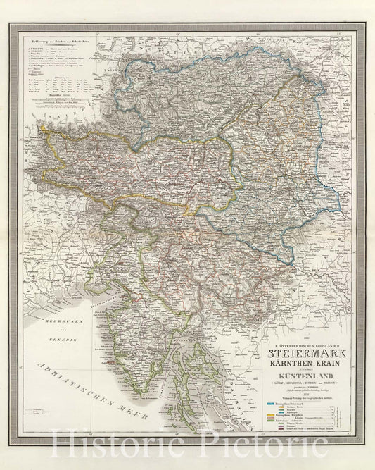 Historic Map : Austria; Slovenia, 1856 Oesterr. Kronlander. , Vintage Wall Art