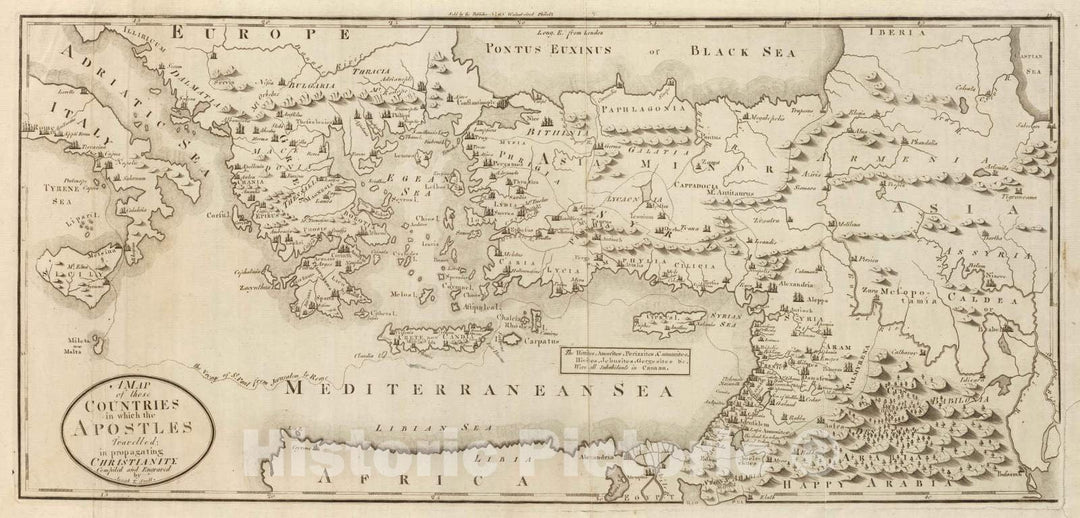 Historic Map : 1811 Countries Apostles Travelled: in propagating Christianity. - Vintage Wall Art