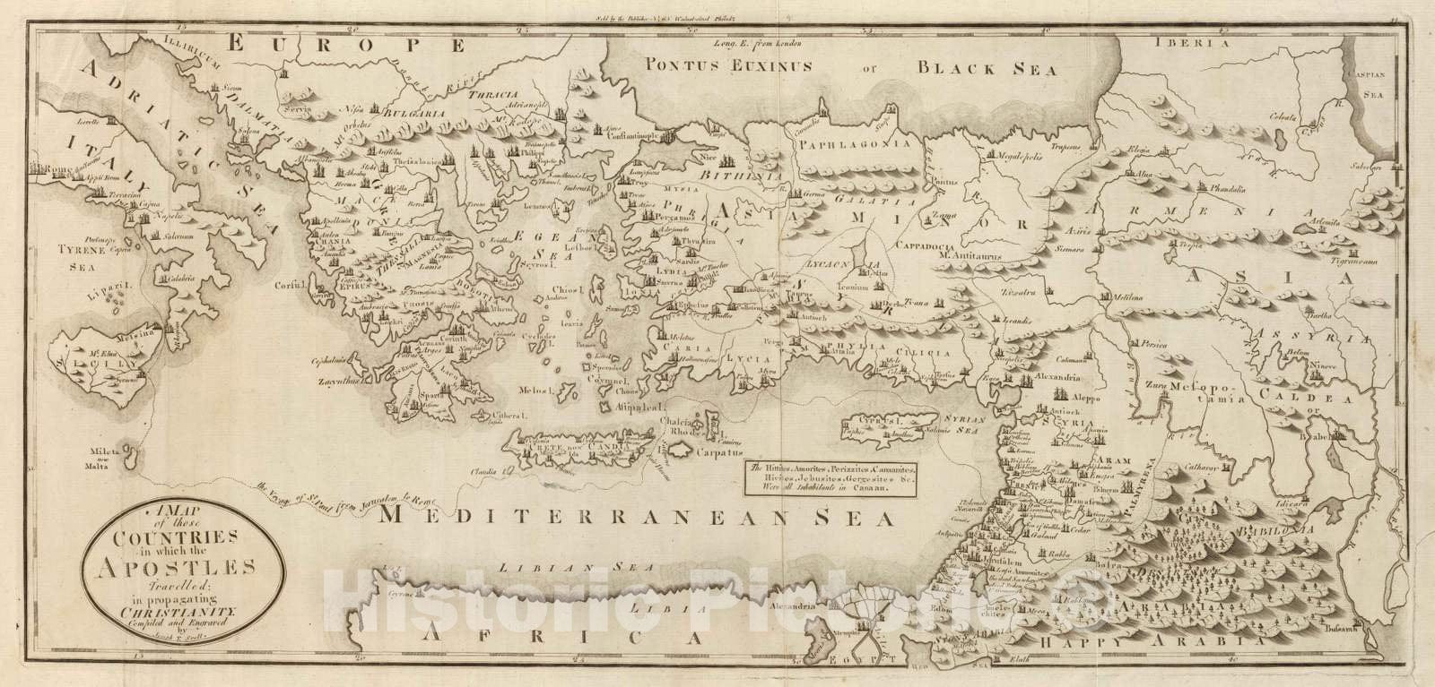 Historic Map : 1811 Countries Apostles Travelled: in propagating Christianity. - Vintage Wall Art