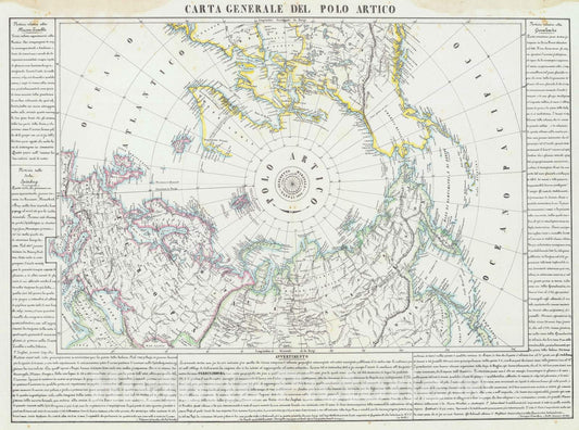 Historic Map : 1844 Carta generale del Polo Artico. - Vintage Wall Art